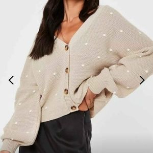 Polkadot balloon sleeve cardigan